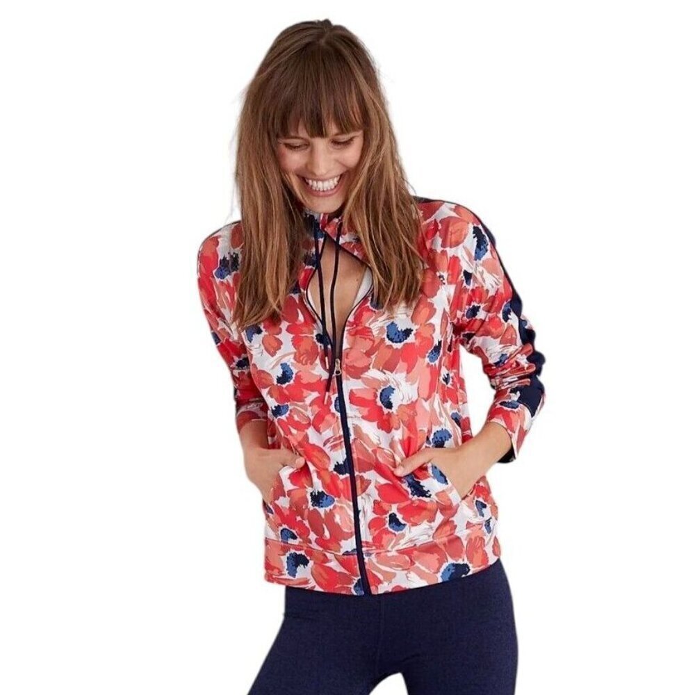 Aerie Women’s Floral Full-Zip Track Jacket Coral Navy Size XS
